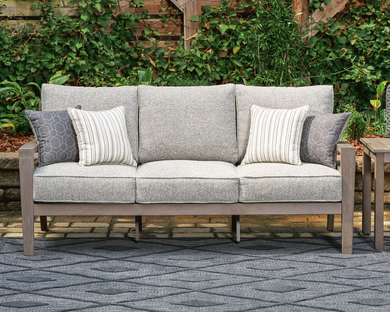 Hillside Barn Outdoor Sofa and Loveseat with Coffee Table in Gray/Brown - PKG021259