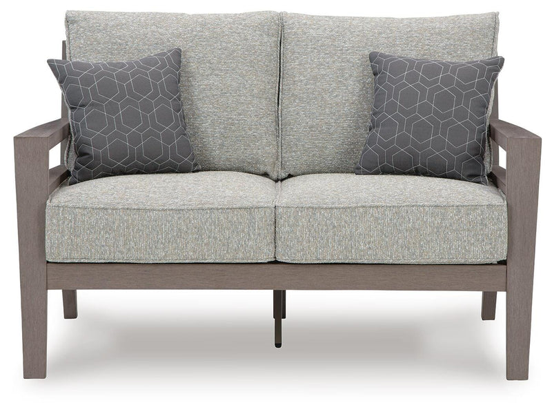 Hillside Barn Outdoor Sofa and Loveseat with Coffee Table in Gray/Brown - PKG021259