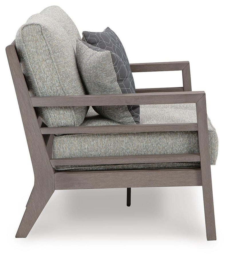 Hillside Barn Outdoor Sofa and Loveseat with Coffee Table in Gray/Brown - PKG021259