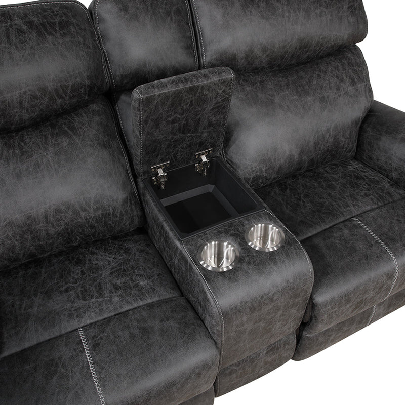 Hirah Motion Loveseat w/Console & USB Port - LV02571