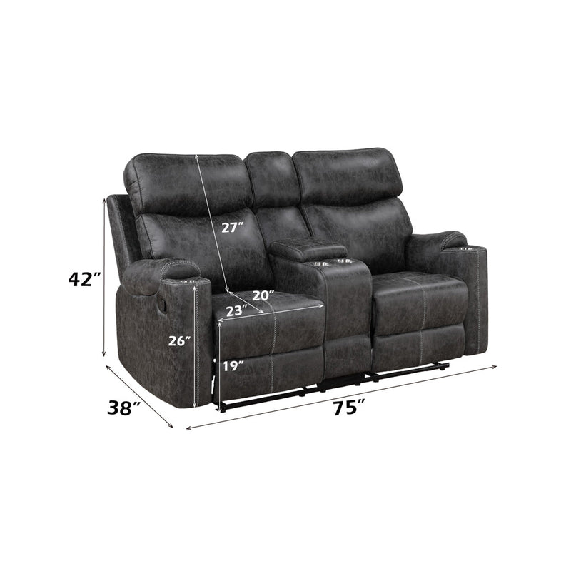Hirah Motion Loveseat w/Console & USB Port - LV02571