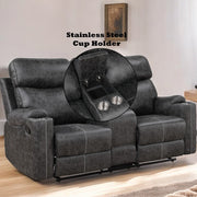 Hirah Motion Loveseat w/Console & USB Port - LV02571