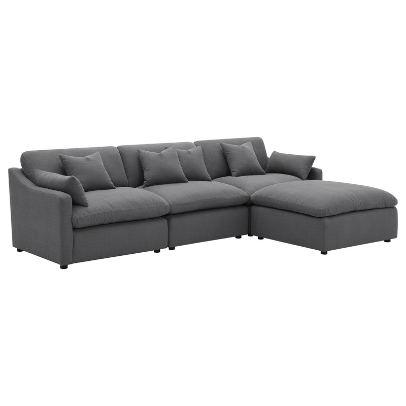 Hobson 4-piece Upholstered Modular Sectional Sofa Charcoal - 551455-SETB