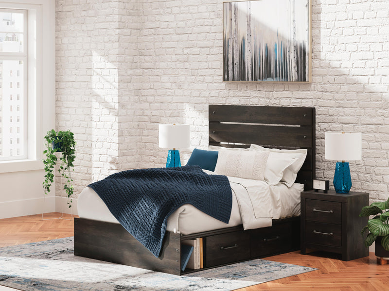 Hollivern Dark Gray Full Panel Bed with Storage - PCB2108B16