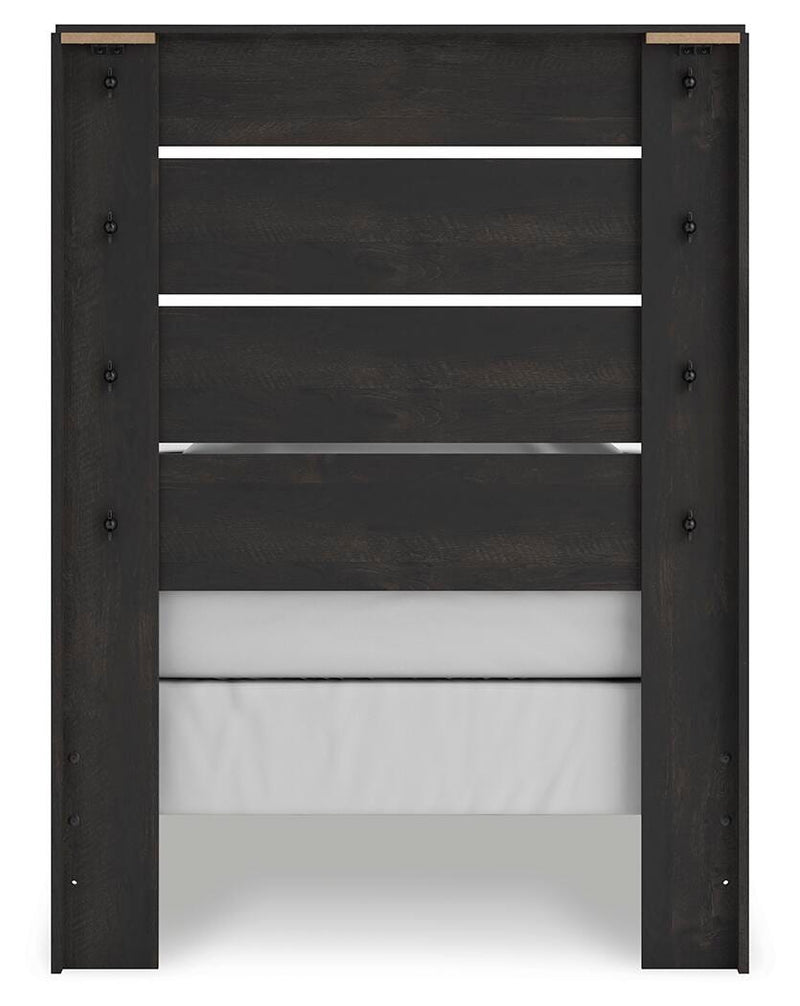 Hollivern Dark Gray Twin Panel Bed, Dresser and Mirror - PCB2108B13