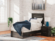 Hollivern Dark Gray Twin Panel Bed, Dresser and Mirror - PCB2108B13