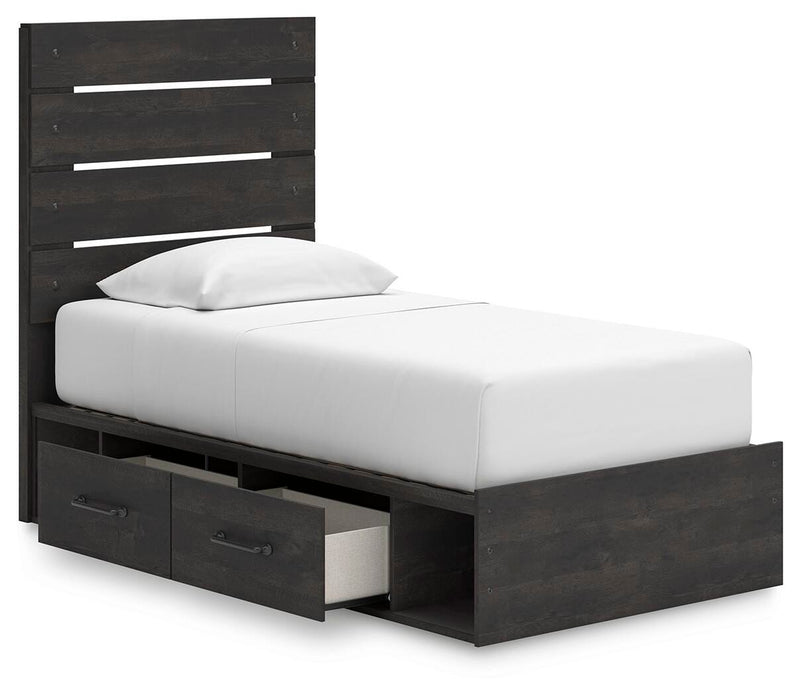 Hollivern Dark Gray Twin Panel Bed with Storage - PCB2108B18