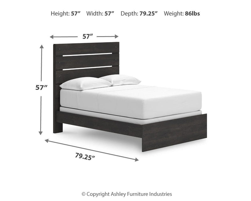 Hollivern Full Panel Bed, Dresser, Mirror and 2 Nightstands in Dark Gray - PKG021596