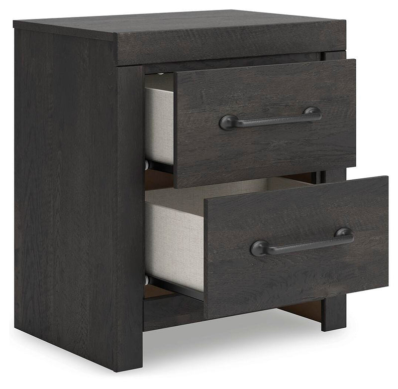 Hollivern Full Panel Bed, Dresser, Mirror and 2 Nightstands in Dark Gray - PKG021596
