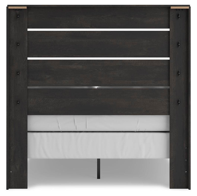 Hollivern Full Panel Bed, Dresser, Mirror and Chest in Dark Gray - PKG021602