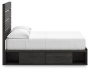Hollivern Full Panel Bed with Storage, Dresser and Mirror in Dark Gray - PKG021646