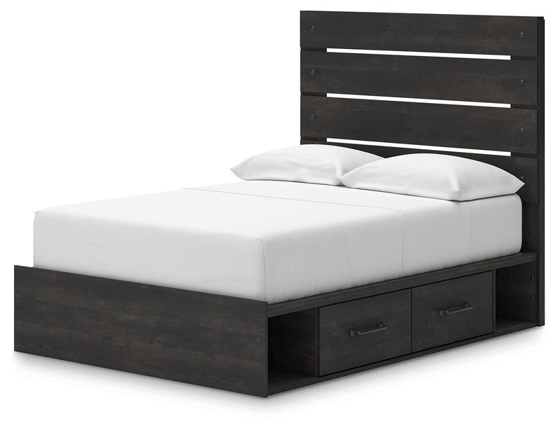 Hollivern Full Panel Bed with Storage, Dresser and Mirror in Dark Gray - PKG021646