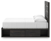 Hollivern Full Panel Bed with Storage, Dresser and Nightstand in Dark Gray - PKG021653
