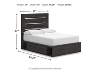 Hollivern Full Panel Bed with Storage, Dresser, Mirror and 2 Nightstands in Dark Gray - PKG021647