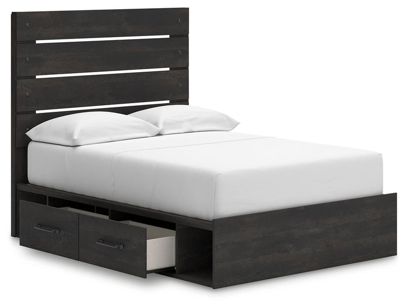 Hollivern Full Panel Bed with Storage, Dresser, Mirror and Chest in Dark Gray - PKG021650