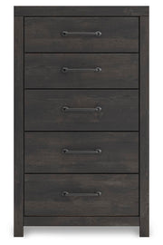 Hollivern Full Panel Bed with Storage, Dresser, Mirror and Chest in Dark Gray - PKG021650