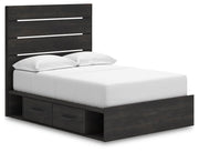 Hollivern Full Panel Bed with Storage, Dresser, Mirror and Nightstand in Dark Gray - PKG021649