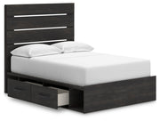 Hollivern Full Panel Bed with Storage, Dresser, Mirror and Nightstand in Dark Gray - PKG021649