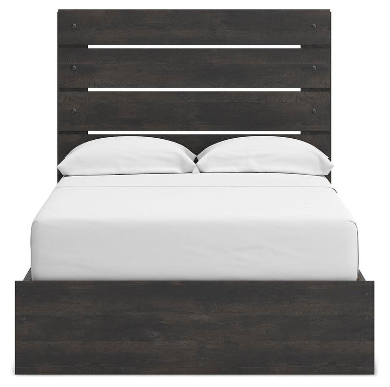 Hollivern Full Panel Bed with Storage, Dresser, Mirror, Chest and 2 Nightstands in Dark Gray - PKG021648