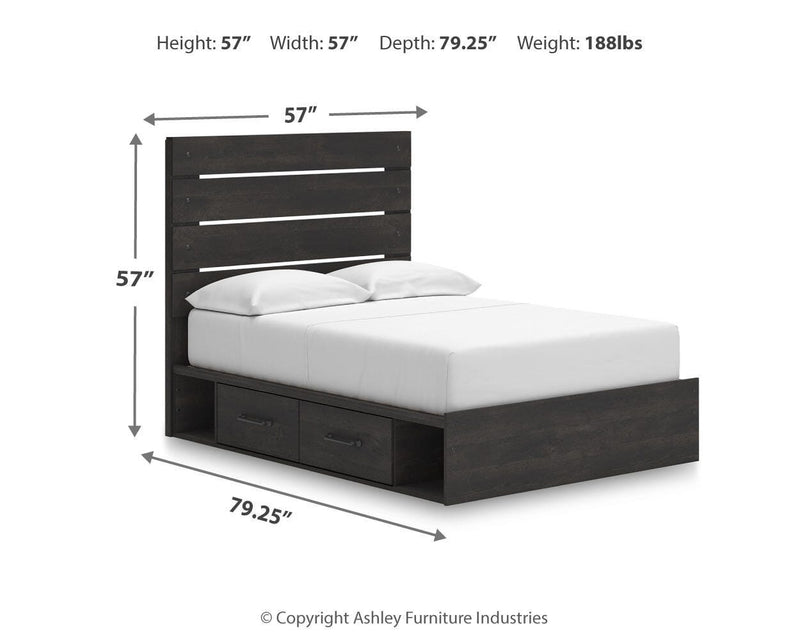 Hollivern Full Panel Storage Bed, Dresser, Mirror and 2 Nightstands in Dark Gray - PKG021631