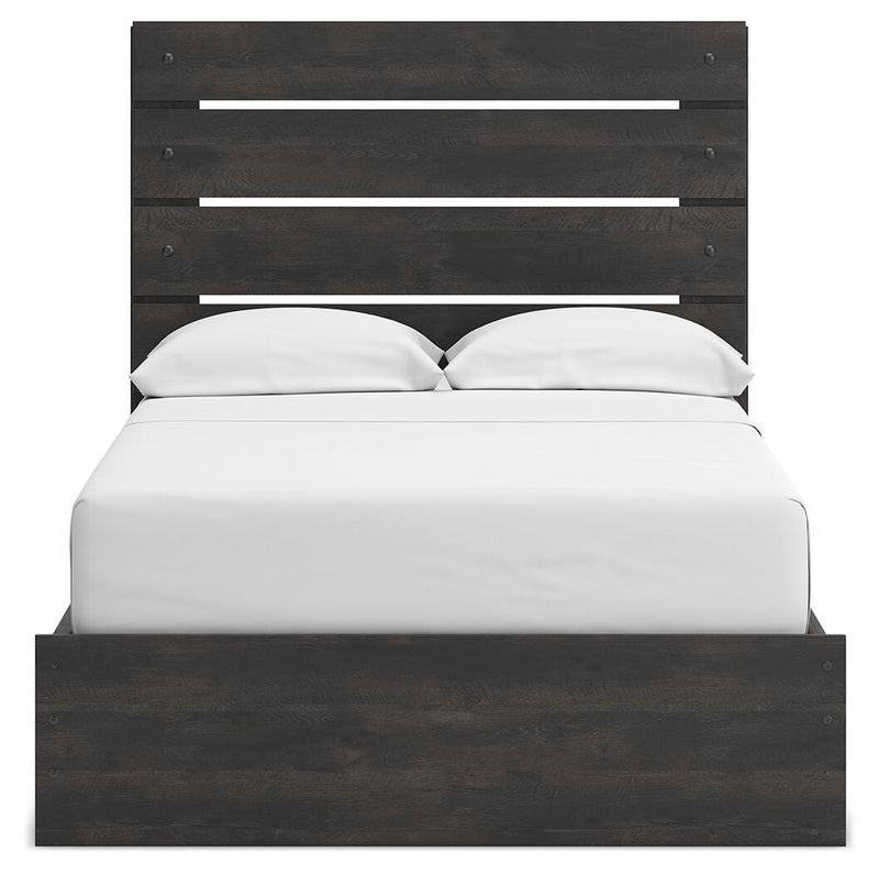 Hollivern Full Panel Storage Bed, Dresser, Mirror and 2 Nightstands in Dark Gray - PKG021631