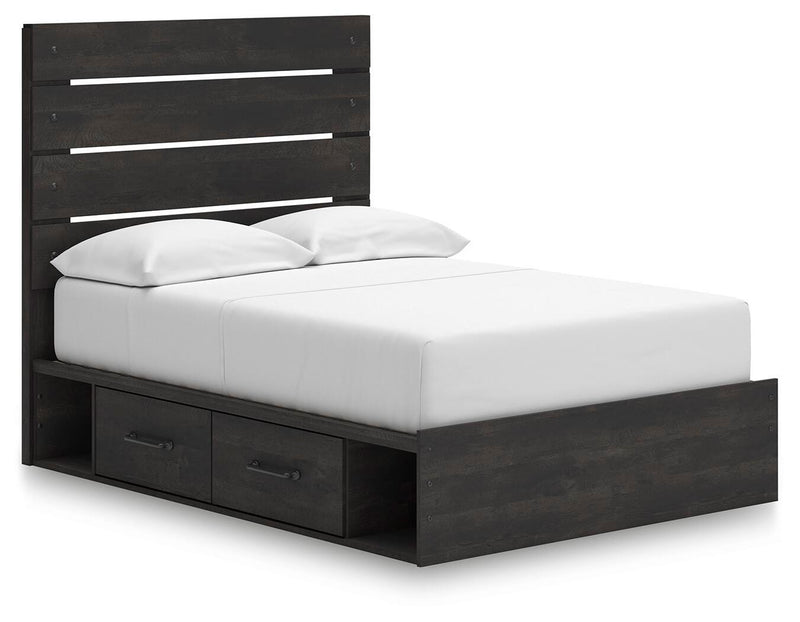 Hollivern Full Panel Storage Bed, Dresser, Mirror and Chest in Dark Gray - PKG021634