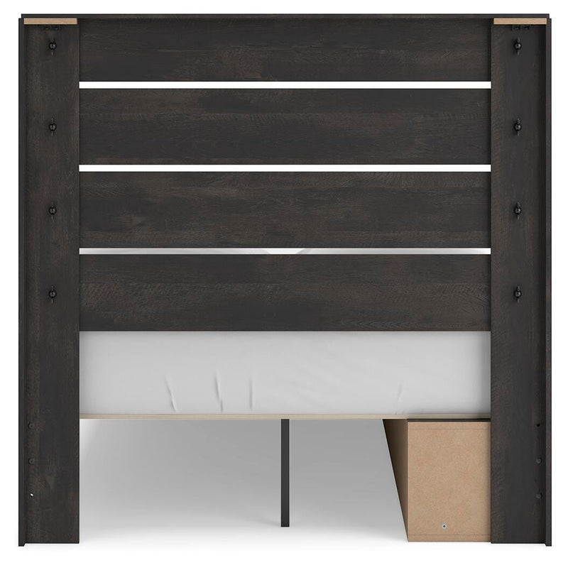 Hollivern Full Panel Storage Bed, Dresser, Mirror and Chest in Dark Gray - PKG021634