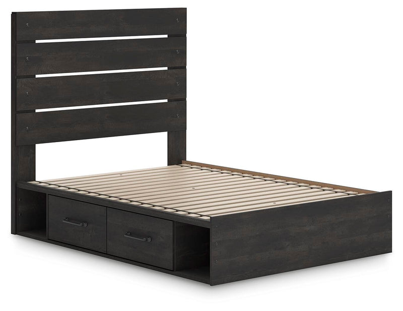 Hollivern Full Panel Storage Bed, Dresser, Mirror and Chest in Dark Gray - PKG021634