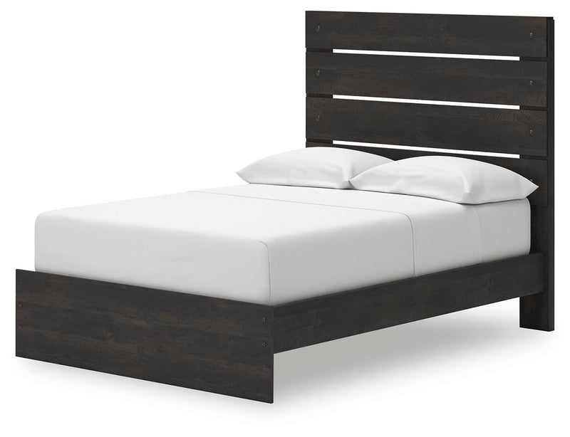 Hollivern Full Panel Storage Bed, Dresser, Mirror and Nightstand in Dark Gray - PKG021633
