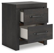 Hollivern King Panel Bed, Dresser, Mirror and 2 Nightstands in Dark Gray - PKG021615
