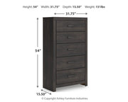 Hollivern King Panel Bed, Dresser, Mirror, Chest and 2 Nightstands in Dark Gray - PKG021616