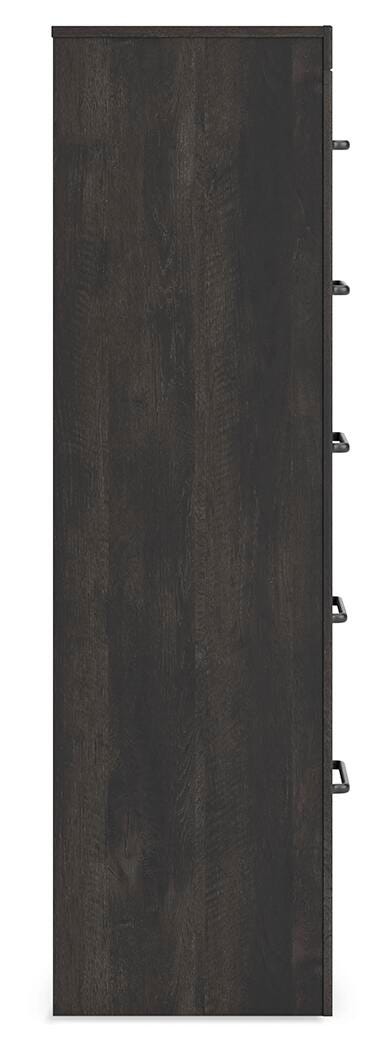 Hollivern King Panel Bed, Dresser, Mirror, Chest and Nightstand in Dark Gray - PKG021619