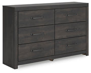 Hollivern Queen Panel Bed, Dresser and Nightstand in Dark Gray - PKG021613