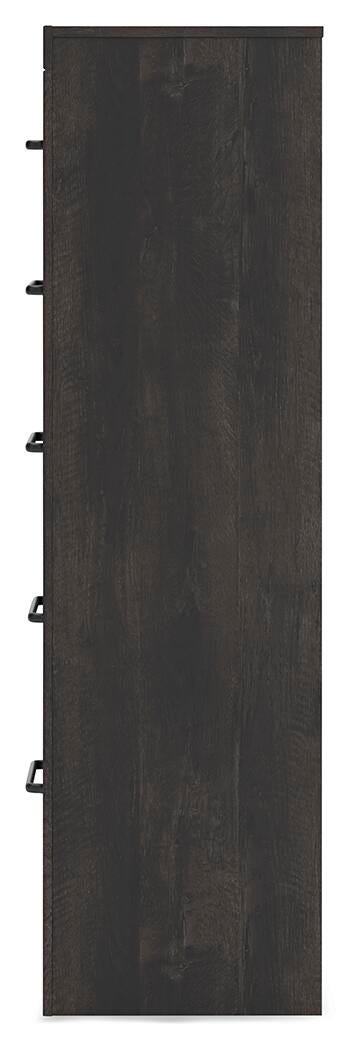 Hollivern Twin Panel Bed, Dresser, Mirror and Chest in Dark Gray - PKG021591