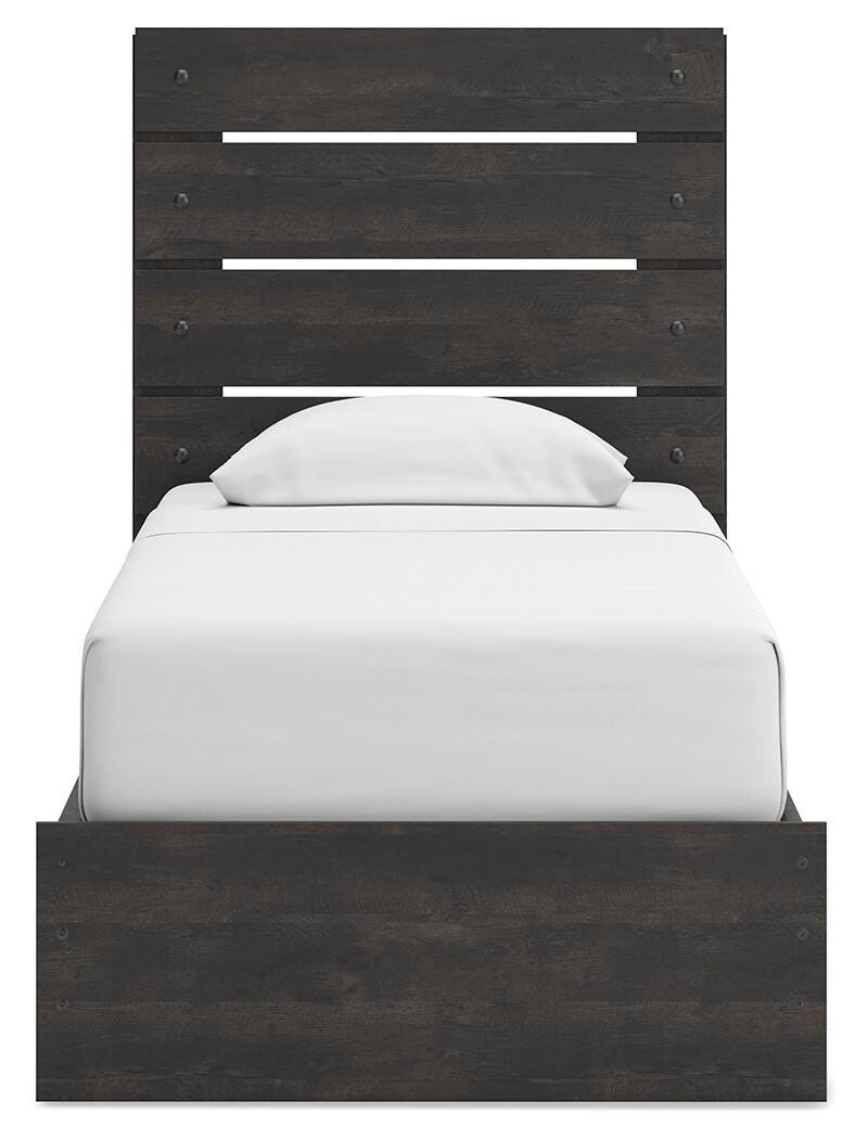 Hollivern Twin Panel Bed with Storage and Dresser in Dark Gray - PKG021644