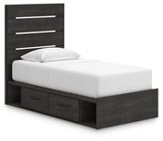 Hollivern Twin Panel Bed with Storage and Dresser in Dark Gray - PKG021644