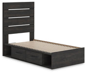Hollivern Twin Panel Bed with Storage and Dresser in Dark Gray - PKG021644
