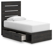 Hollivern Twin Panel Bed with Storage, Dresser, Mirror and 2 Nightstands in Dark Gray - PKG021639