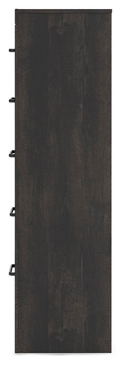 Hollivern Twin Panel Bed with Storage, Dresser, Mirror and Chest in Dark Gray - PKG021642