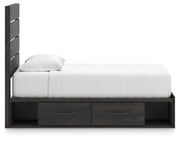 Hollivern Twin Panel Bed with Storage, Dresser, Mirror, Chest and 2 Nightstands in Dark Gray - PKG021640