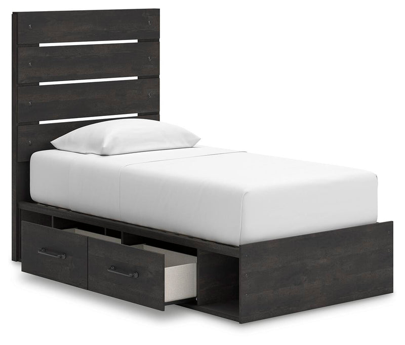 Hollivern Twin Panel Storage Bed and Dresser in Dark Gray - PKG021628