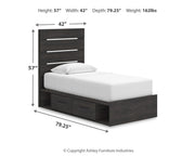 Hollivern Twin Panel Storage Bed and Dresser in Dark Gray - PKG021628