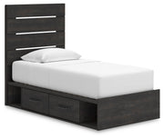Hollivern Twin Panel Storage Bed, Dresser and Mirror in Dark Gray - PKG021622