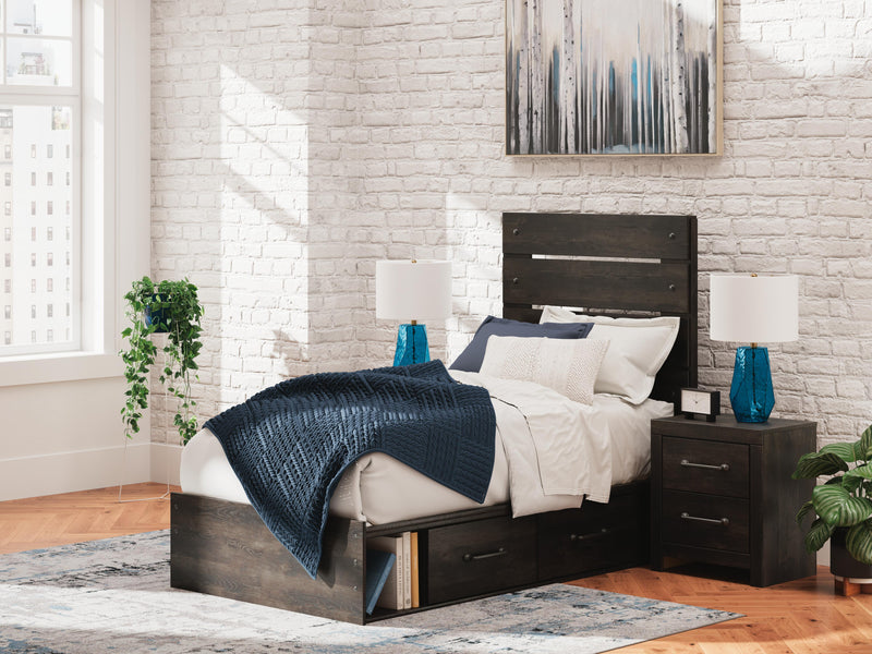 Hollivern Twin Panel Storage Bed, Dresser and Mirror in Dark Gray - PKG021622