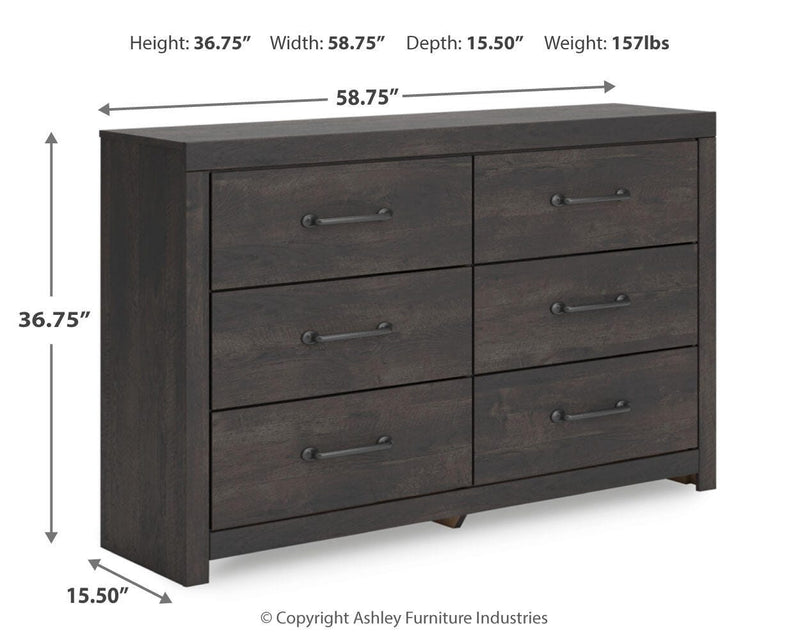 Hollivern Twin Panel Storage Bed, Dresser and Nightstand in Dark Gray - PKG021629