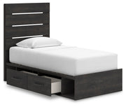 Hollivern Twin Panel Storage Bed, Dresser and Nightstand in Dark Gray - PKG021629