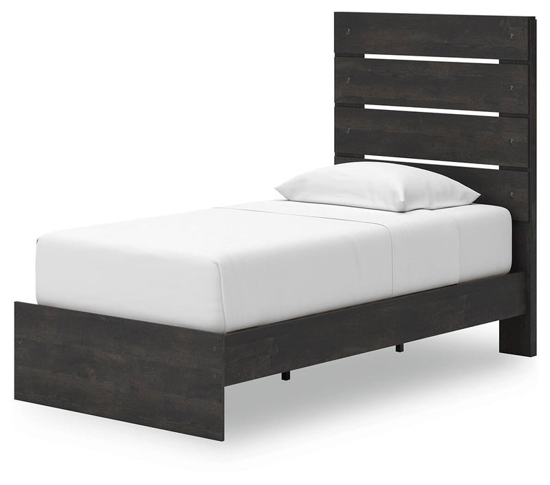 Hollivern Twin Panel Storage Bed, Dresser and Nightstand in Dark Gray - PKG021629