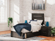 Hollivern Twin Panel Storage Bed, Dresser, Mirror, Chest and Nightstand in Dark Gray - PKG021627