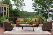 Horizon Hall Brown Outdoor Sofa, 2 Lounge Chairs, Ottoman and Coffee Table - P572P3