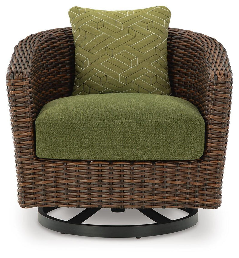 Horizon Hall Brown Outdoor Sofa, 2 Lounge Chairs, Ottoman and Coffee Table - P572P3